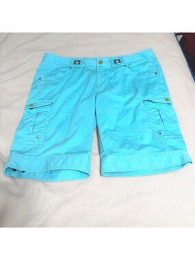 Athleta Kickit Bermuda Tide Blue Womens Cargo Shorts Size 18 Cotton Blend